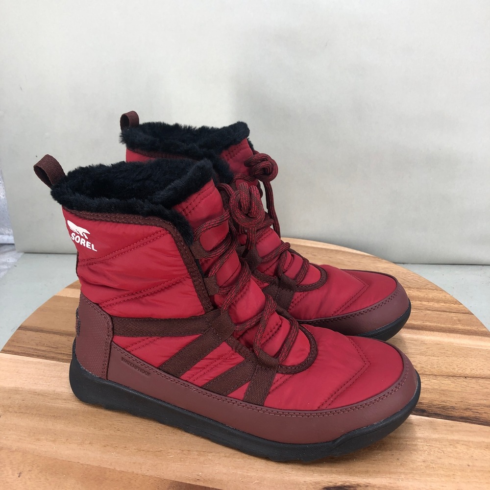 Sorel Whitney II Short Lace Waterproof Winter Boots Red NL3821-660 Womens Size 8